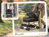 Pet Stroller Pushchair Foldable Travel Dog Cat Carriage w/ Reversible Handle Brake Basket T3398P349570