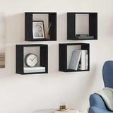 Wall Cube Shelves 4 pcs Black Oak 30x15x30 cm Engineered Wood 862056