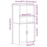 Kitchen Cabinet White 57x41.5x131.5 cm Engineered Wood 860121