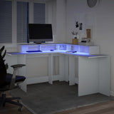 ZNTS Desk with LED Lights White 152x152x91 cm Engineered Wood 3309456