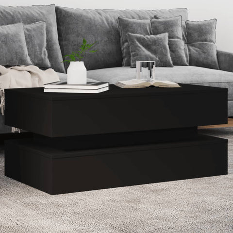 ZNTS Coffee Table with LED Lights Black 90x50x40 cm 839862