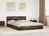 Storage Bed with Drawer Smoked Oak 140 x 190 cm Engineered Wood 3408456