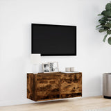 TV Wall Cabinet with LED Lights Smoked Oak 80x31x35 cm 852359