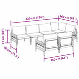 Garden Sofa Set with Cushion 7 pcs Black Steel 3378959