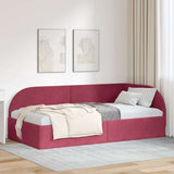 Corner Bed Frame with Headboard Wine red 90 x 200 cm Velvet 42016650
