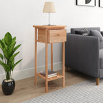 ZNTS Side Table with Drawer 25x25x60cm Solid Wood Walnut 350343