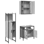 ZNTS 3 Piece Bathroom Cabinet Set Grey Sonoma Engineered Wood 3214758