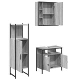 ZNTS 3 Piece Bathroom Cabinet Set Grey Sonoma Engineered Wood 3214758
