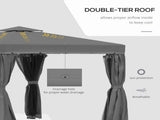 3 x 3 Patio Gazebo Canopy Garden Pavilion Tent Shelter Marquee with 2 Tier Water Repellent Roof, T3398P311624