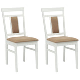 Dining Chair 2 pcs White and Brown Solid Rubber Wood 42020508