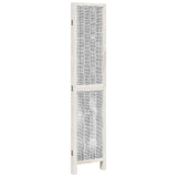 Room Divider 4 Panels White Solid Wood Paulownia 358674