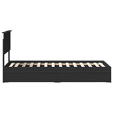 Storage Bed with Headboard Black 75 x 190 cm Engineered Wood 3410848