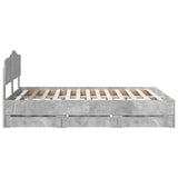 Bed Frame with Drawer Concrete Grey 160 x 200 cm Engineer Wood 3412987