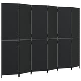 Room Divider 6 Panels Black Poly Rattan 365368