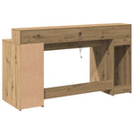 Desk with LED Lights Artisian Oak 160x55x91 cm Engineered Wood 3309437