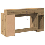 Desk with LED Lights Artisian Oak 160x55x91 cm Engineered Wood 3309437