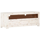 TV Cabinet Solid Wood Acacia 110x30x40 cm White 337849