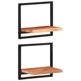 Wall Shelves 2 pcs 40x24x35 cm Solid Wood Acacia and Steel 338460
