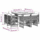 9 Piece Garden Dining Set with Cushions Brown Poly Rattan 3211017