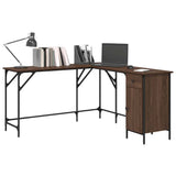Desk Brown Oak 141x141x75 cm Engineered Wood 837601