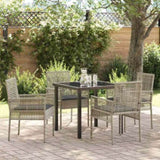 Garden Dining Set with Cushion 5 pcs Light Grey Poly Rattan 3379899