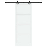 Sliding Door White and Black 93 x 232 cm Solid Pine Wood 3333547