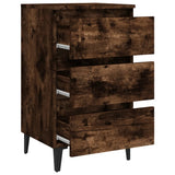 Bed Cabinet with Metal Legs Smoked Oak 40x35x69 cm 813140