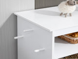 Pet Feeder Station, Dog, Cat Storage Container, with Raised Bowls, Hanger, Cabinet - White T3398P349786