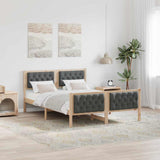 Bed Frame with Headboard Dark Grey 140 x 190 cm Solid Pine Wood 3394294