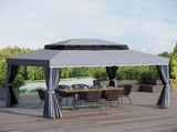3 x 4m Curtain Gazebo, Curtains Pergola with Aluminium Frame, Nets and Curtains, Dark Grey T3398P317760