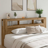 LED Headboard Artisan Oak 220x18.5x103.5 cm Engineered Wood 857695