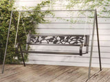 Garden Swing Bench Black Steel and Plastic Medium 317145