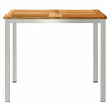 Dining Table 90x90x75 cm Solid Teak Wood and Stainless Steel 42006186