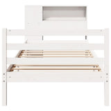ZNTS Bookcase Bed without Mattress White 100x200 cm Solid Wood Pine 3321878