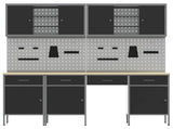 Work Cabinet with Drawer 10 pcs Black Engineered Wood and Steel 3321472