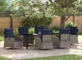 Garden Dining Set with Cushion 7 pcs Grey and Black Rattan 3380580