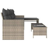 Garden Sofa with Table and Cushions L-Shaped Light Grey Poly Rattan 365577