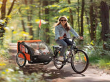 2 Seat Bike Trailer Bicycle wagon for Kids Child Steel Frame Safety Harness Seat Carrier Orange T3398P347531