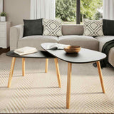 Coffee Table Set 2 Pieces Solid Pinewood Black 244732