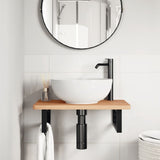 Basin Shelf Wall Mounted Steel and Solid Wood Beech 3302369