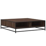 ZNTS Coffee Table Brown Oak 100x100x30 cm Engineered Wood and Metal 848778