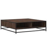 Coffee Table Brown Oak 100x100x30 cm Engineered Wood and Metal 848778