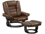 Faux Leather 135&deg Reclining Chair and Footstool - Brown T3398P377952