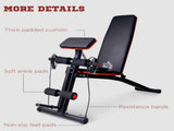Foldable Weight Bench, Adjustable Strength Training Sit Up Ab Bench, Incline/Decline, Red T3398P349198