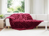 Anti-Slip Faux Rabbit Fur Blanket Olite 4 pcs Bordeaux Red 42021854