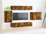 TV Wall Cabinet Set Wall-mounted 6 pcs Smoked Oak 3408948