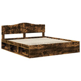 Bed Frame Smoked Oak 180 x 200 cm Solid Pine Wood 3412866