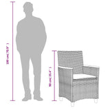 Garden Chairs with Cushions 2 pcs Grey Poly Rattan&Solid Wood 368721