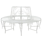Tree Bench 8-Seater 160 x 89 cm Steel Antique White Round 42029527