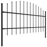 ZNTS Garden Fence with Spear Top Steel x3.4 m Black 277713